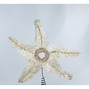 Vintage‎ Homemade White Christmas Star Tree Topper with Wire Bottom - Decor